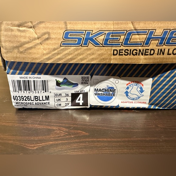 BNWT Skechers Microspec Advance Boys sneakers in Blue/Lime size 4 - Picture 7 of 7
